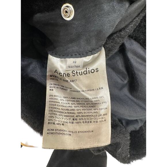 Acne Studios Shearling Leather Biker Jacket - Size 32 (XXS) - Picture 3 of 5